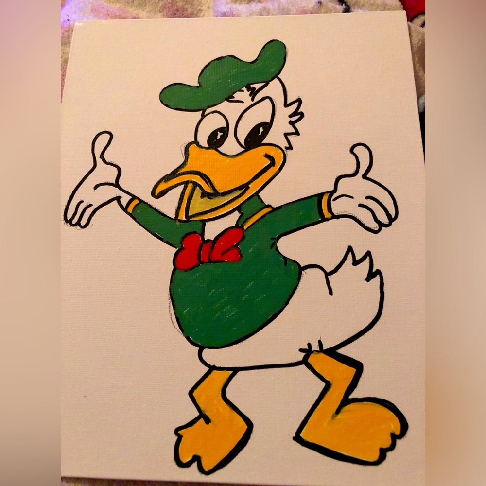 Colorful Cartoon Duck Canvas Art